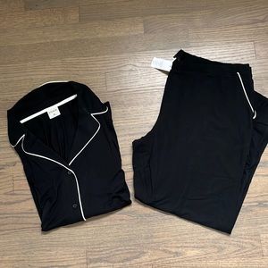 Soma Black Pajama Set with White Piping